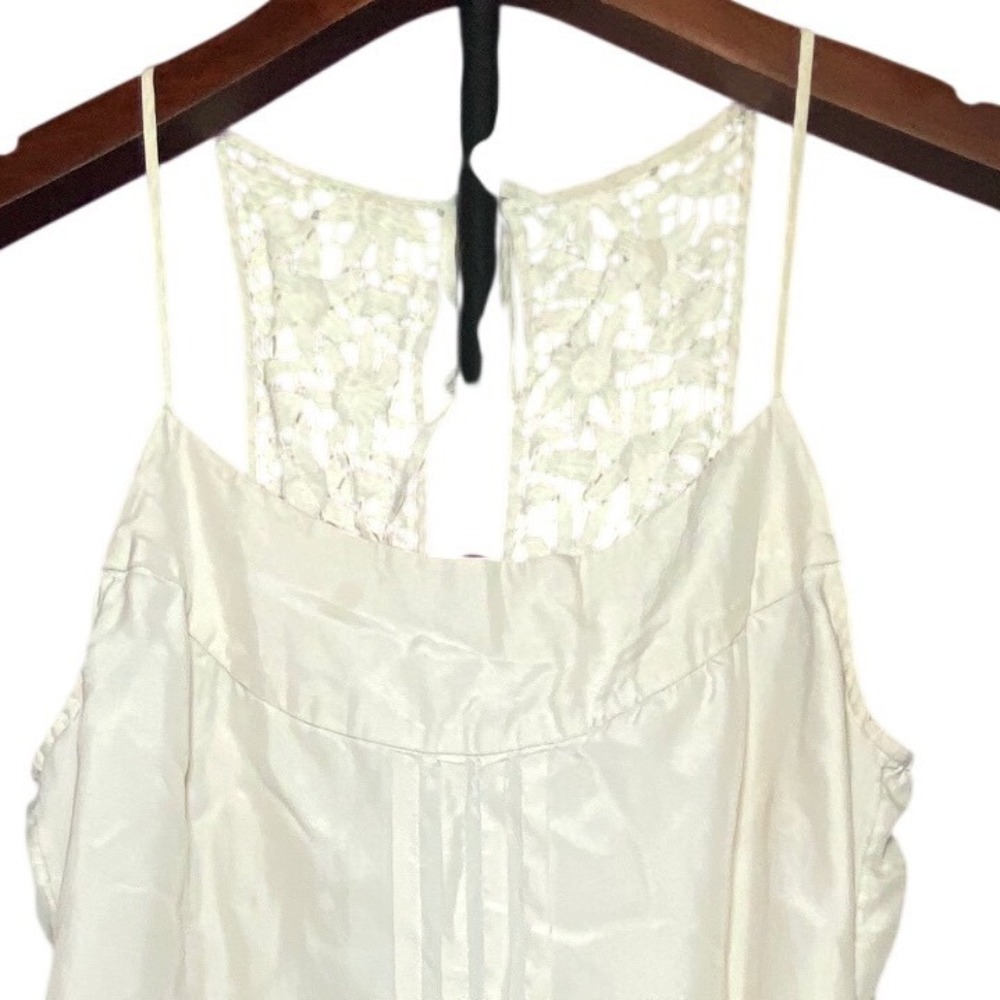 Banana Republic Womens Silk Lace Racerback Camisole Top Cream Ivory Small S